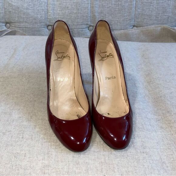 Authentic Christian Louboutin Burgundy Patent Leather Fifi 115 Pump Size 40 - Picture 2 of 10